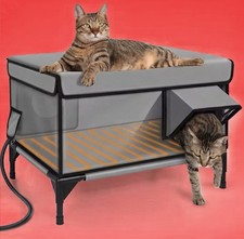 Heated Cat House Outdoor Winter Waterproof Insulated w/ Heater Escape Door