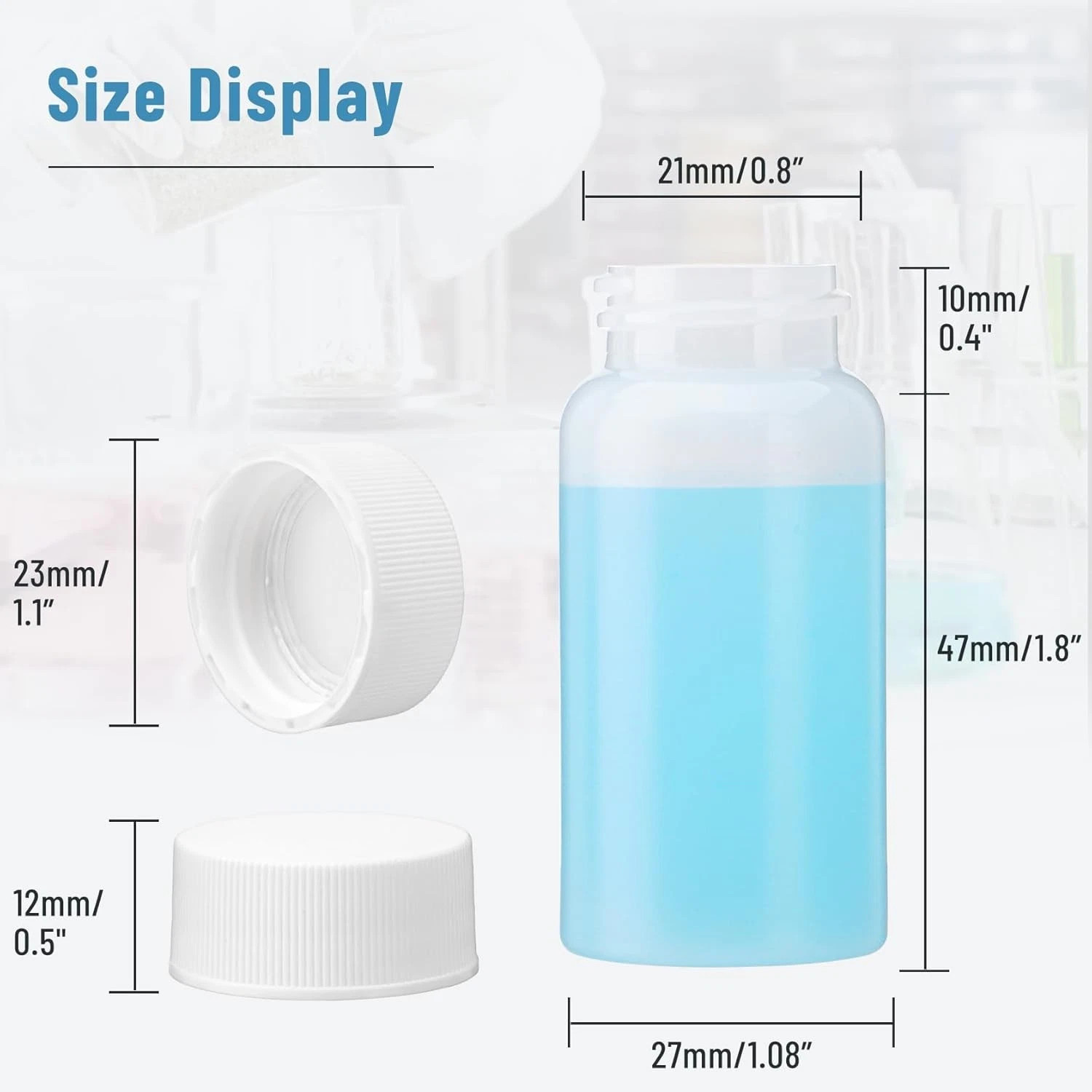 500Pcs 20mL Scintillation Vial HDPE Scintillation Vials w/22-400 White Screw Cap