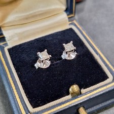 Vintage 0.40tcw 18ct White Gold Princess Cut Diamond Stud Earrings - 1.2g
