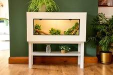 3ft x 16" x 18" Modern White Reptile Vivarium + White Stand - LED Light Included