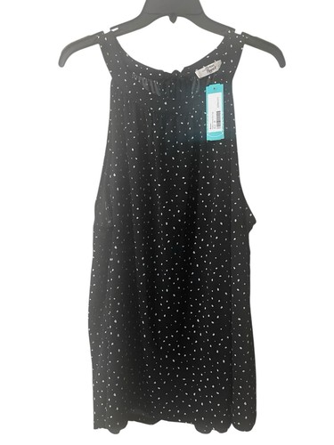 NWT Stitch Fix Beacon Apparel Halter Neck Blouse Black W/ White Polka Dots 3X