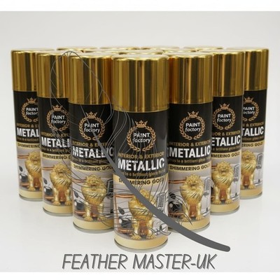 14x 400ml Gold Metallic Aerosol Lack Multi Oberflächen Spray für Heimwerker, Haushalt etc.