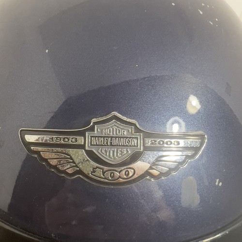 Harley Davidson 100th Anniversary Motorcycle Blue Half Helmet Size Large - Picture 2 of 14