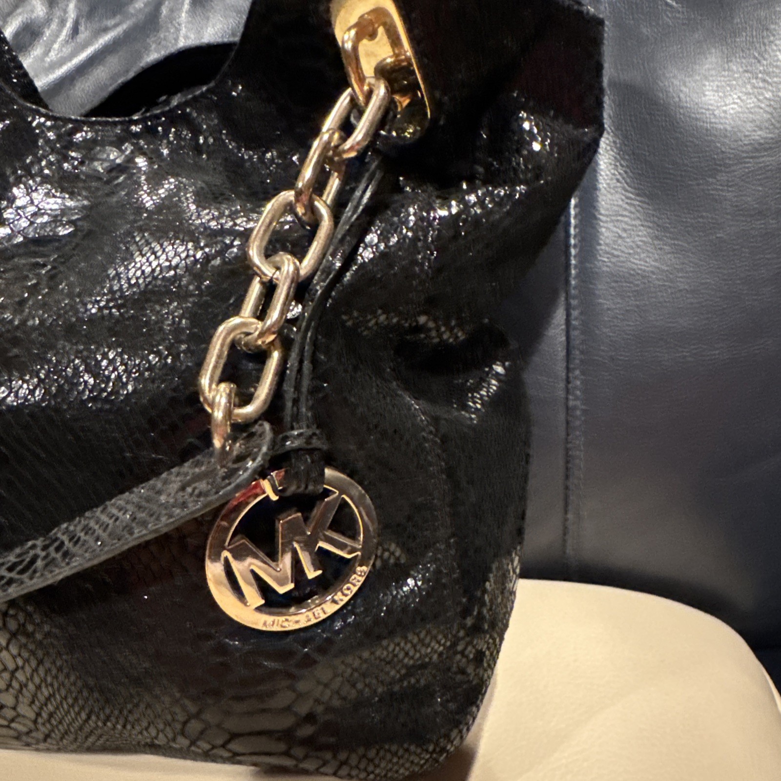 Michael Kors Python Embossed Leather Medium Lilly… - image 5