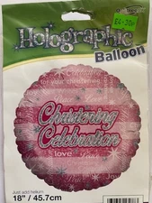 CHRISTENING CELEBRATION HOLOGRAPHIC FOIL HELIUM BALLOON