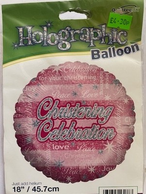 CHRISTENING CELEBRATION HOLOGRAPHIC FOIL HELIUM BALLOON