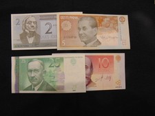 26.02 #10 ESTONIA Lot of 4 notes: 2, 5, 10, 25 Krooni / 1992, 1994, 2006, 2007