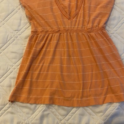 Vintage Y2K Hollister Babydoll Hooded Top Orange White Stripes