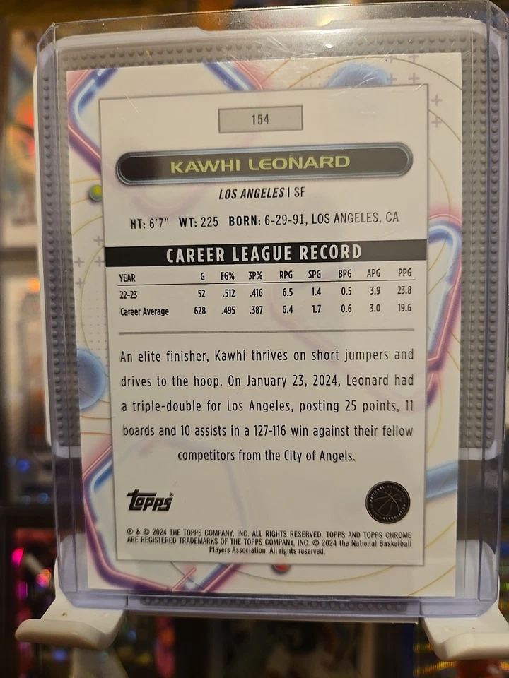 2023-24 Topps Cosmic Chrome - Aqua Equinox #143/149 Kawhi Leonard #154  - Image 2 of 2