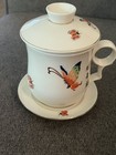 Teavana Enchanted Butterflies Fine Porcelain Tea Cup with Infuser, Lid & Saucer — photo 2