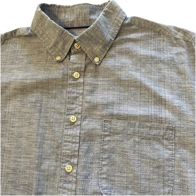 Jos A Bank Mens Large Tailored Fit Blue Button Up All Over Sun Print Graphic LS