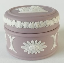 Wedgwood Lilac Jaspe Pill Box / Trinket Box Jasperware 