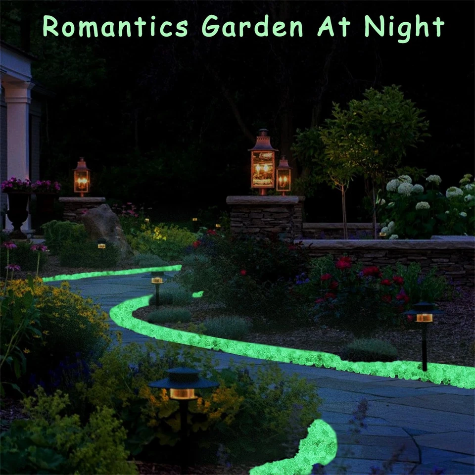 Guijarros Brillantes, 200 piezas Rocas Brillantes, Piedras Brillantes en la Oscuridad para Decoración Exterior... Foto 2 de 4