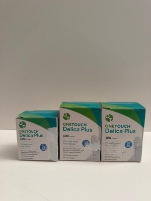 Onetouch Delica Plus Lancets 3 Boxes 300 New Fine 30G Exp 2028 & 2029