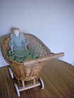 Vintage Wicker Doll Stroller with Red Wheels – 24” Wooden Pram Buggy — photo 2