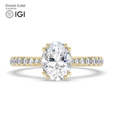 Oval Diamond Engagement Ring 14k Yellow Gold Labgrown 1.80 Ct Solitaire