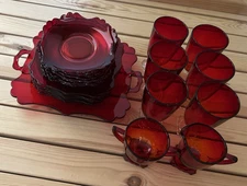 Vintage Fenton Elizabeth Ruby Red Glass Set Assorted No Logo PLS READ DESCRIPTIO