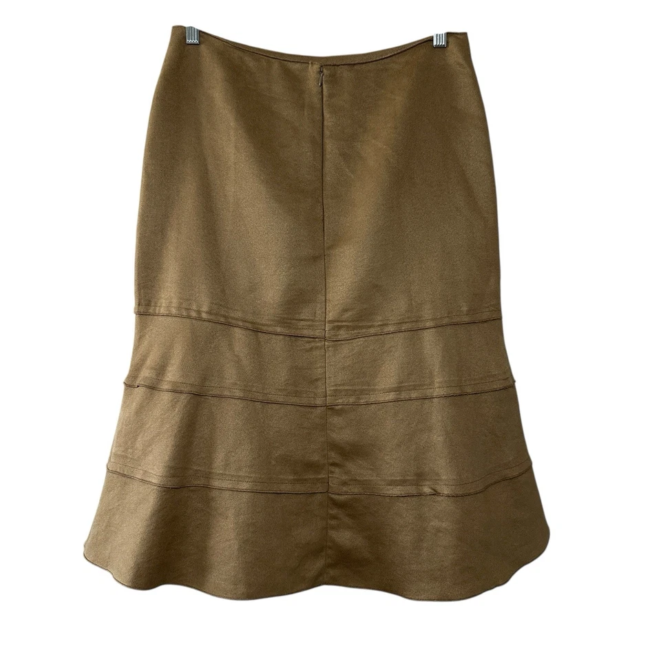 Saia Midi Bamboo Traders Feminina 8 Camelos Camurça Falsa Boho Cottagecore Outono Marrom - Imagem 3 de 4