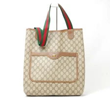 Gucci GG Vintage Sherry Line PVC Leather Shoulder Tote Bag Authentic #1027
