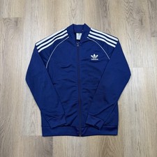 Adidas Jacket Youth 11-12Y Blue Primeblue Track 3-Stripes Trefoil Full Zip