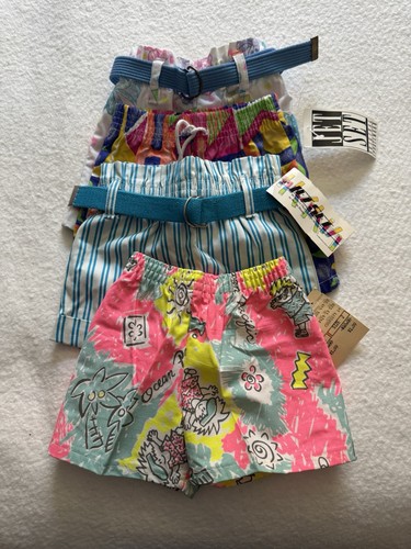 Vintage 90s Kids Shorts, Neon, Deadstock, Jet Set,toddler 2T, Set Of 4