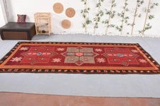 Decorative Rug, Red Stripe Geometric 5.6x13 ft