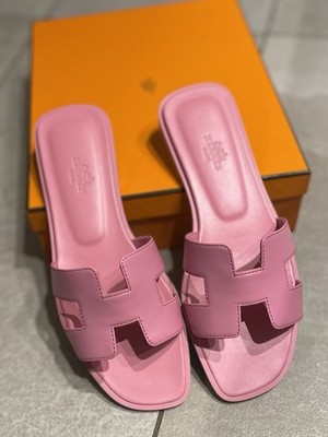 Hermès Hermes Oran Damen Sandalen Rose Bonbon 38