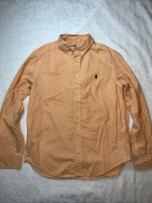 Ralph Lauren Shirt Boys Size Large 14-16 Orange Long Sleeve Collared Button Up