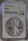 1999 US Silver Eagle $1 NGC MS69