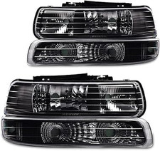 Headlights For 99-2002 Silverado 1500 2500 2000-2006 Tahoe Suburban Black Lens Headlights For 99-2002 Silverado 1500 2500 2000-2006 Tahoe Suburban Black Lens