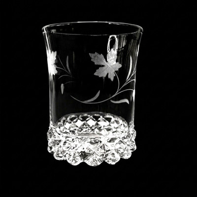   EAPG Pavonia Pineapple Stem Etched Oak Leaf Tumbler Set 4 Ripley 1885