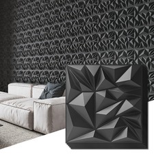 3D Wall Panels for Interior Decor Textured Tiles Black 12x12 Inch 33 Pack