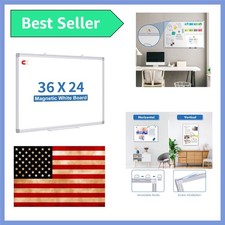 Magnetic Dry Erase White Board 36" x 24" Aluminum Frame