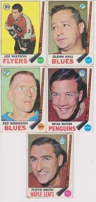 Topps 1969-70 Hoickey Cards set of 5: J.Watson, Hall, Berenson, Smith, B. Watson