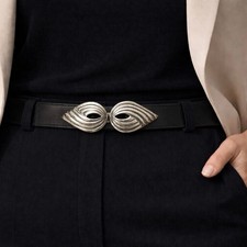 Vintage Mimi di N 1986 Silver Tone Statement Belt Buckle Sculptural 80s
