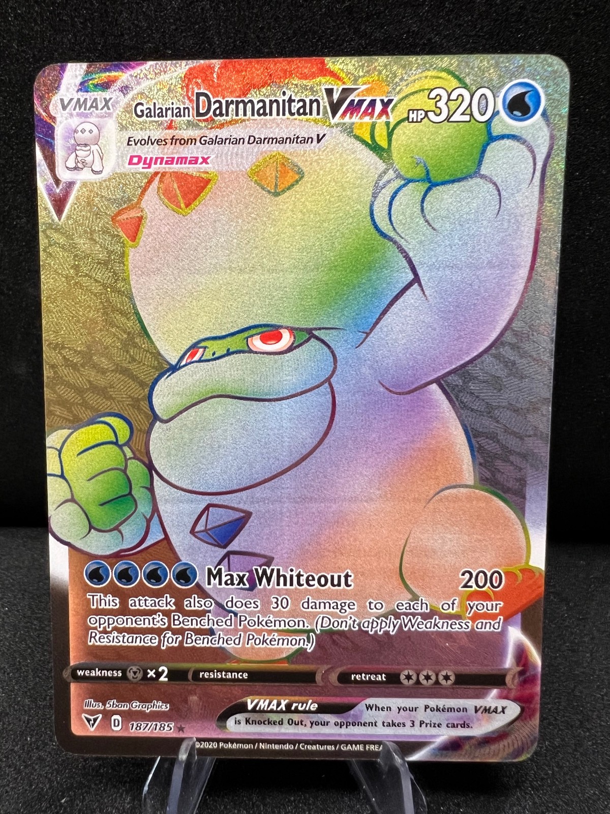 Galarian Darmanitan VMAX 187 Holo Rainbow Rare 185 Vivid Voltage Pokemon 2020