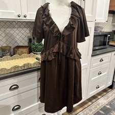 Old Navy Satin Ruffle Mini Dress Chocolate Brown S Boho Cottage Cowgirl Western