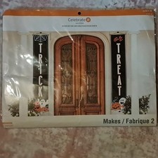 Celebrate it Halloween Trick or Treat Fabric Hanging Door Banners Set of 2 Ghost