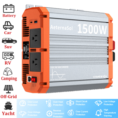 #ad 1500W Pure Sine Wave Power Inverter 12V to 110V 120V for LiFePO4 Lithium Battery $186.00
