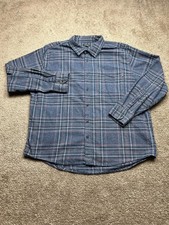 Eddie Bauer Shirt Mens XXL Blue Gray Button Up Plaid Pocket Collared Adult