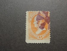 US Stamp Scott No 163 1873 15c Daniel Webster , Orange Secret Mark, Perf 12  VF