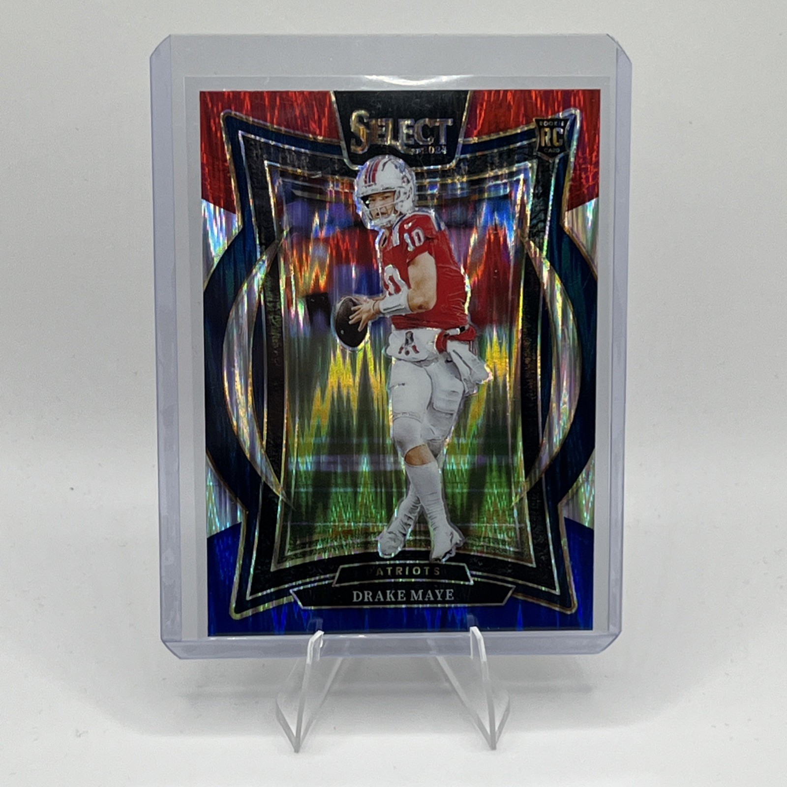 2024 Panini Select - Concourse Drake Maye #27 Red & Blue Shock Prizm (RC)