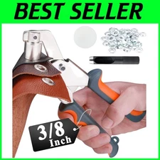Ergonomic Heavy Duty Grommet Tool with 500 Rust-Resistant Grommets for Crafts