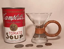 MCM Carl Auböck vtg woven rattan glass cordial handle barware table sculpture