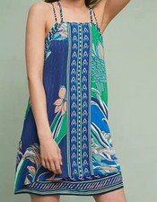 ANTHROPOLOGIE MAEVE FLORAL FLOWER DRESS SIZE XS Flowy Green Blue Summer Sold Out
