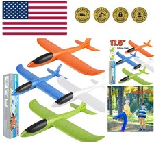 4 Pack Airplane/Flying Toys, 17.5" Large Throwing Foam Plane/Gliders, 2 Fligh...