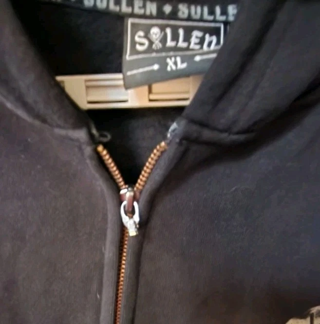 SULLEN Art Collective 全拉链骷髅标志 连帽衫 XL 仿旧纹身 D25 全新 — 第 4/4 张图片