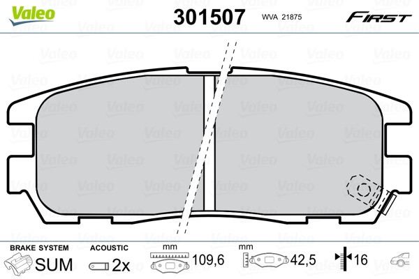 VALEO-OE 301507-OE Brake Pad Set, disc brake for HOLDEN,ISUZU,OPEL,VAUXHALL