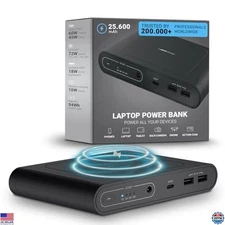 25600mAh Laptop Power Bank, Universal Charger, Fast Charging, USB-C, Wireless