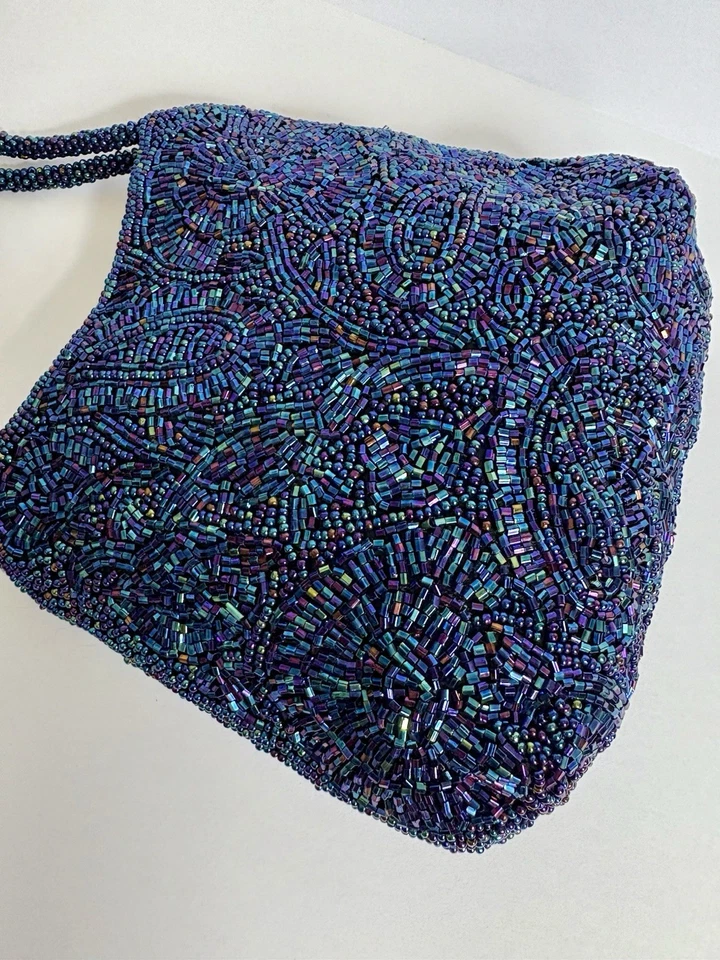 Винтажный 80-х ар-деко стекла бисером маленький La Regale Дамская сумка сумочка - Изображение 3 из 4